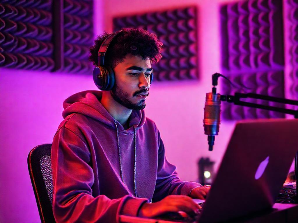 Artiste algérien enregistrant dans un home studio