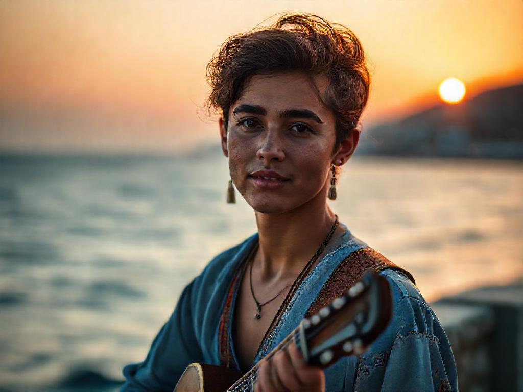 Chanteur raï à Oran sur la corniche